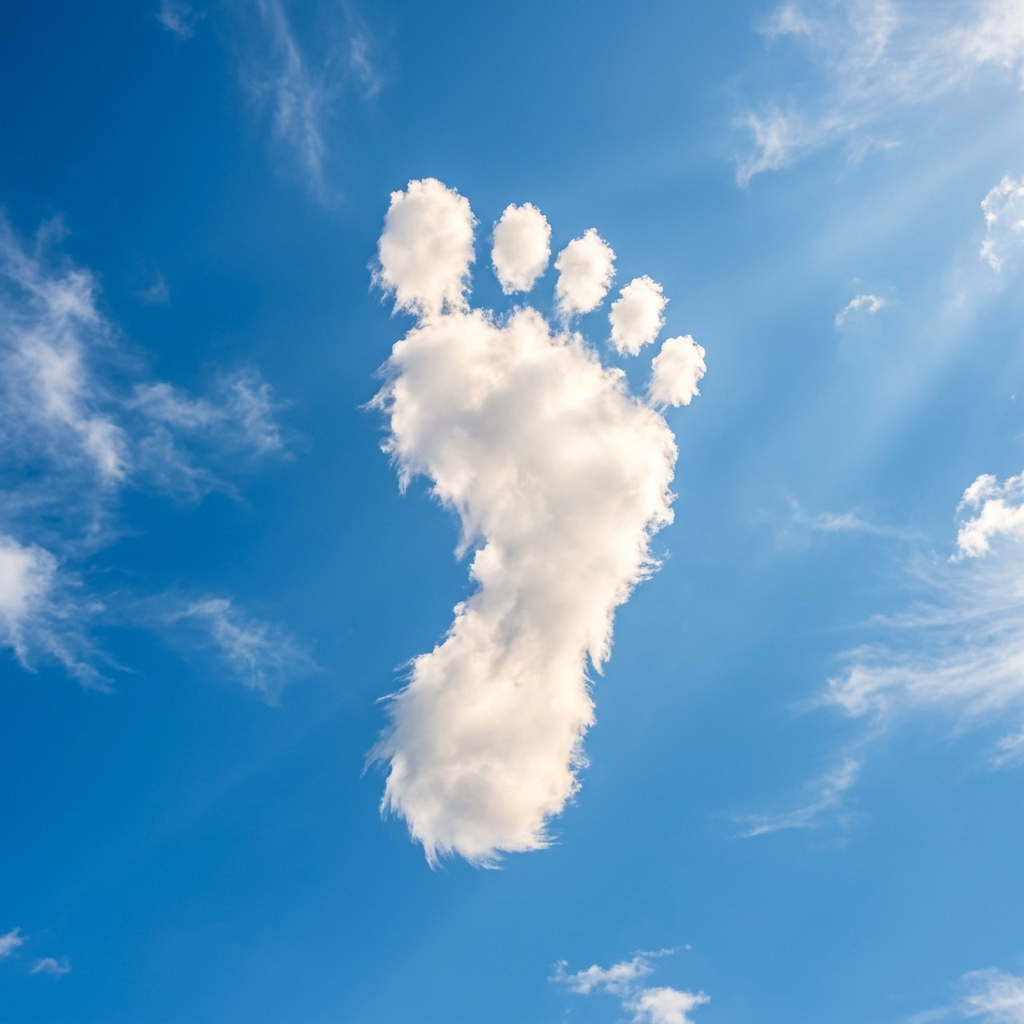Cloud-shaped footprint in a blue sky